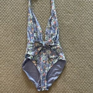 WeWoreWhat Dusty Blue Floral One-Piece Swimsuit